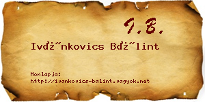 Ivánkovics Bálint névjegykártya